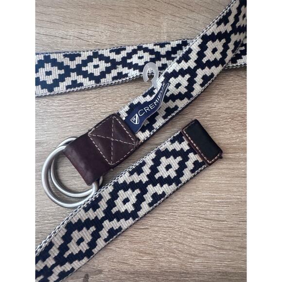 Cremieux Patterned Cotton Leather Trim Belt -  43" Long - Picture 7 of 7